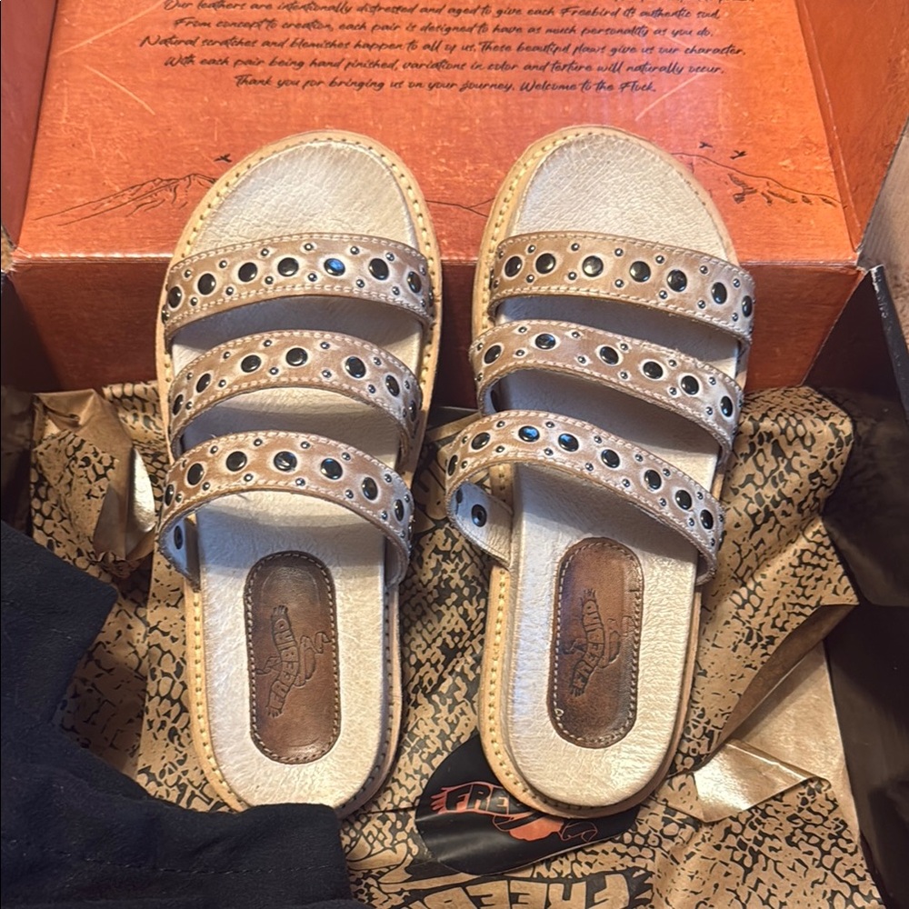 Stylish Women's Sandals with Gem Accents. Size 6.